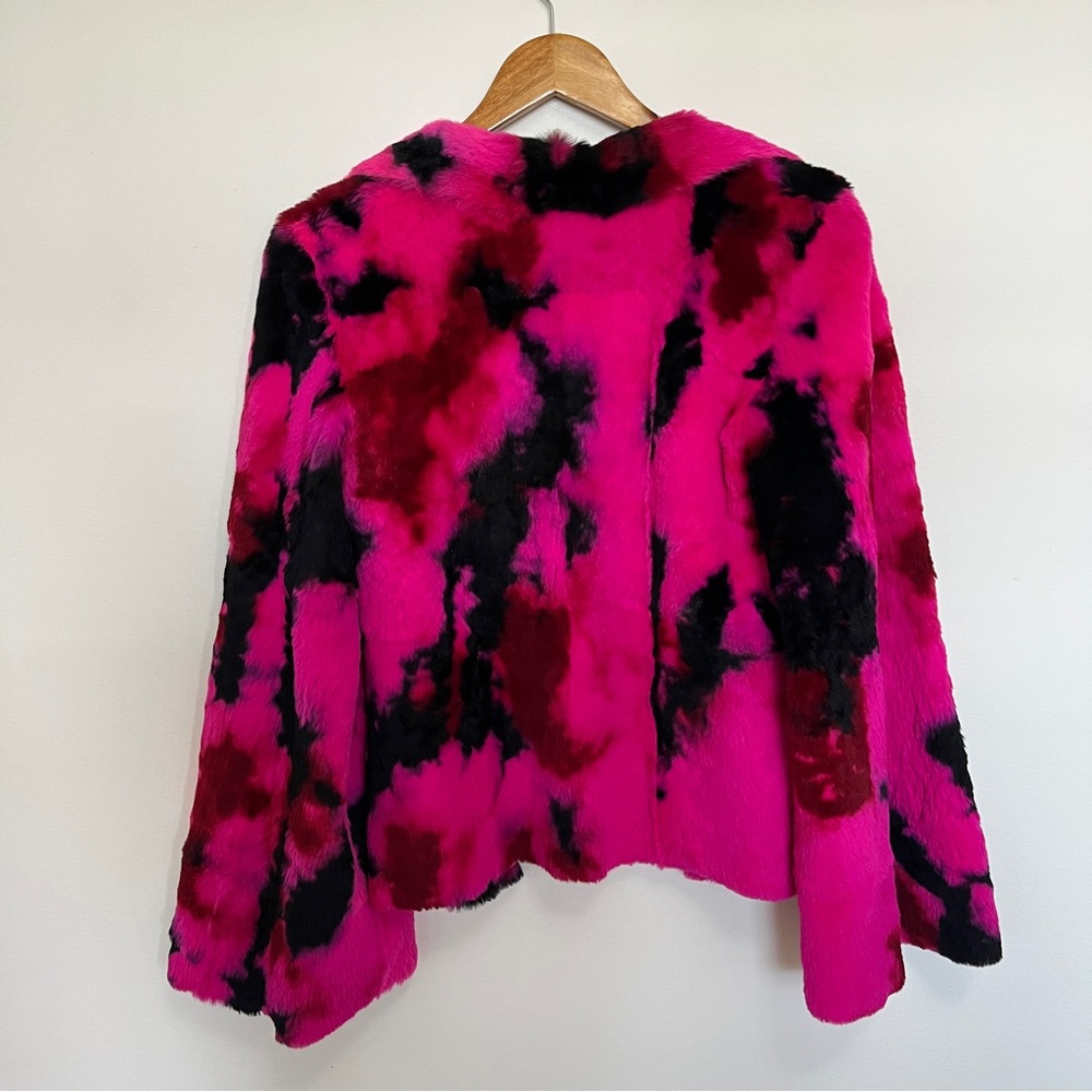 Dolce & Gabbana Fall/Winter 1999 Pink & Black Fur Lapin Tie Dye Rabbit Coat - Picture 9 of 10